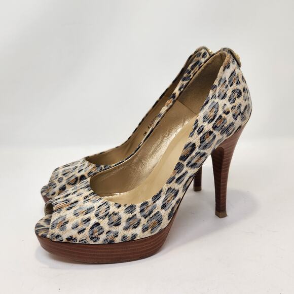 Stuart Weitzman Animal Print Leather Stiletto Peep Toes Heels Pumps Size 7.5 M - Picture 5 of 9